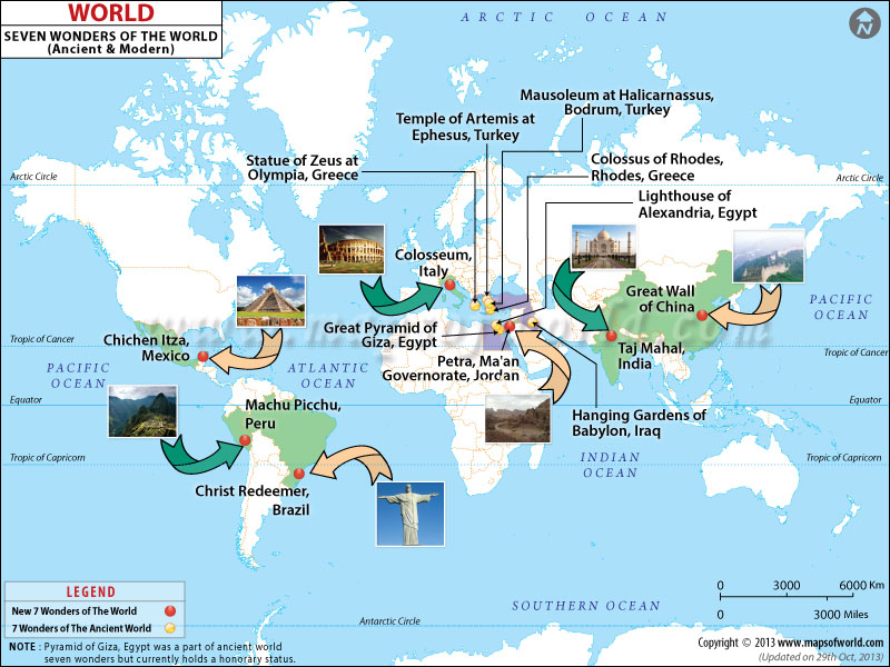 7 wonders of the ancient world map